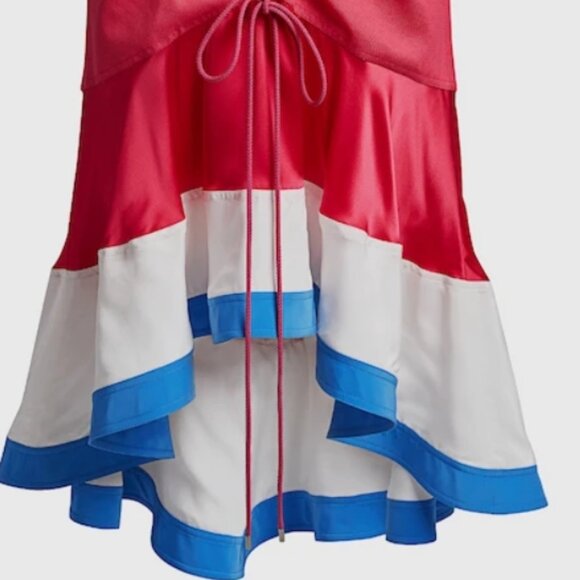 NWT Prabal Gurung Binod Colorblock Striped Fuchsia Hi-Lo Midi Skirt M $1,795 - Picture 3 of 14